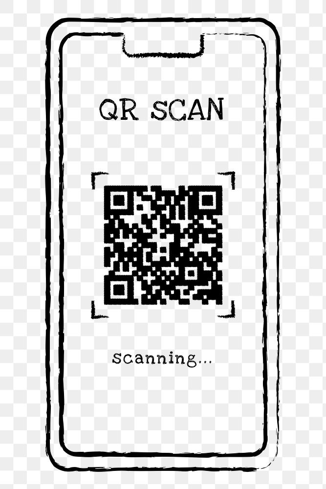 QR code png sticker, mobile phone doodle