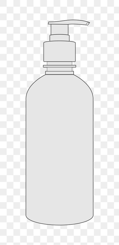 Skincare pump bottle png outline sticker, beauty product packaging illustration