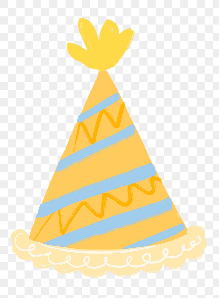 Party hat PNG sticker, yellow stripes design