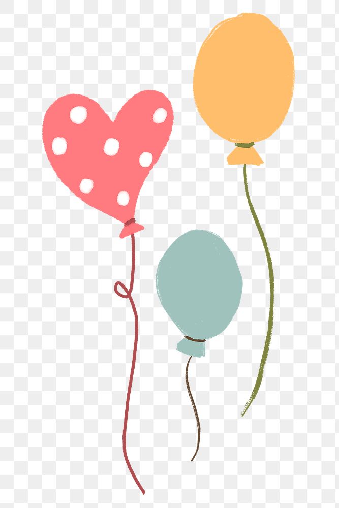 Party balloon PNG sticker, pastel element graphic