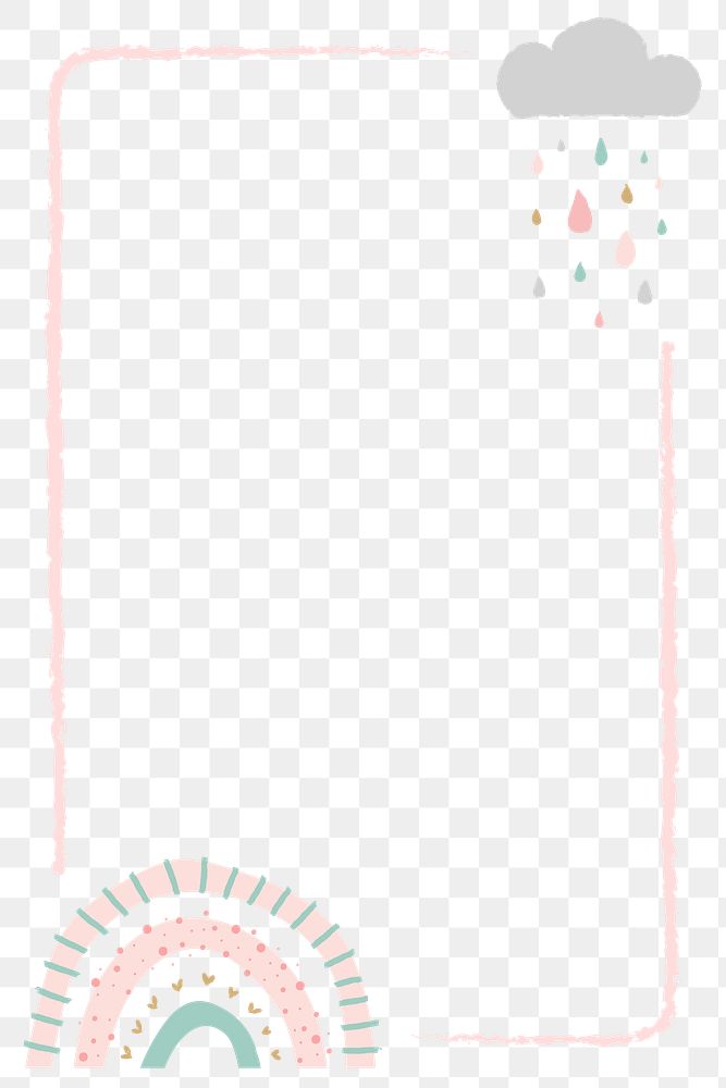 Cute frame PNG clipart, doodle rainbow border design