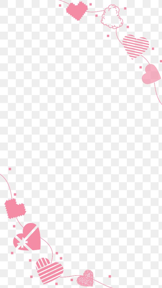 Valentine frame PNG, cute heart border transparent background