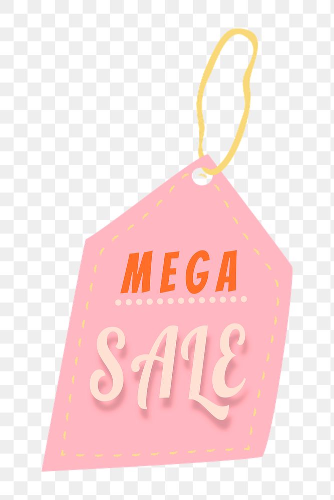 Mega sale png badge sticker, shopping swing tag clipart
