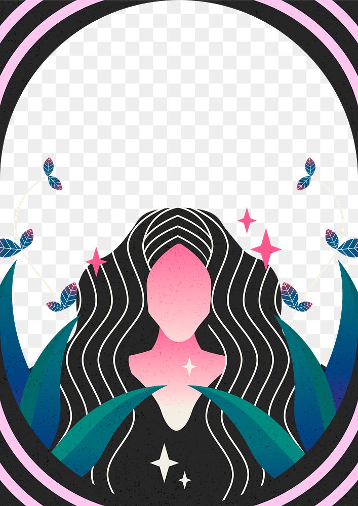 Spiritual woman png frame, transparent background, collage element