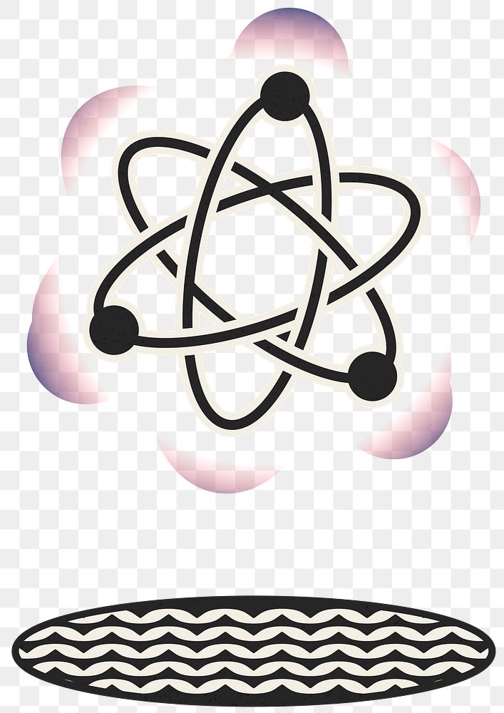 Science atom png sticker, radiation collage element, transparent background