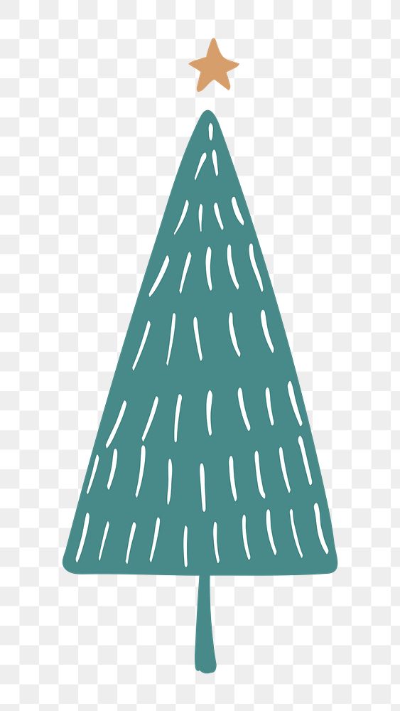 Christmas tree sticker png transparent, cute doodle clipart in green 