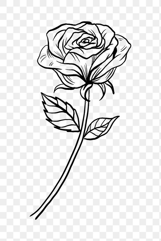 Rose flower png tattoo art, black vintage botanical cut out