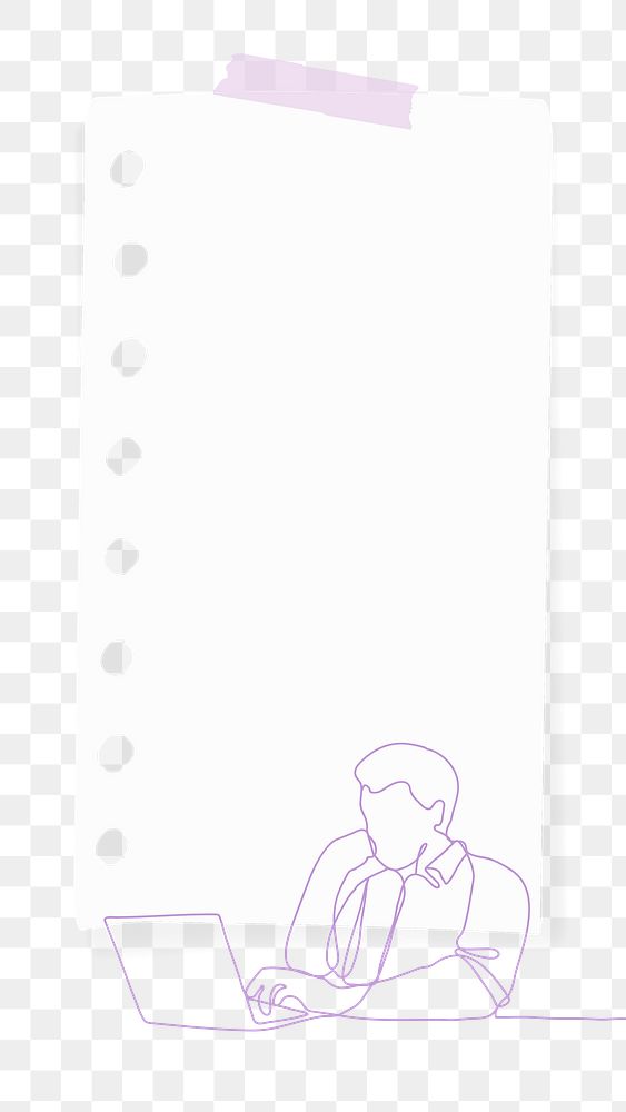 Paper note clipart, line art sticker, hand drawn person illustration