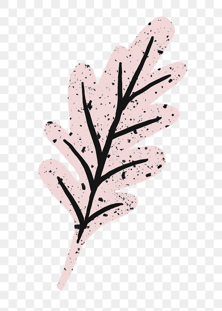 Pink leaf png sticker, nature collage element in abstract design on transparent background