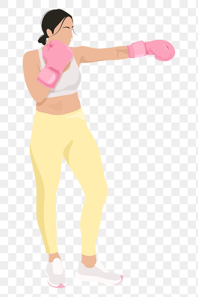 Female boxer png sticker, realistic illustration