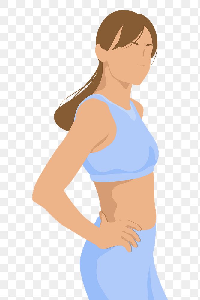 Fitness woman png sticker, aesthetic illustration, transparent background