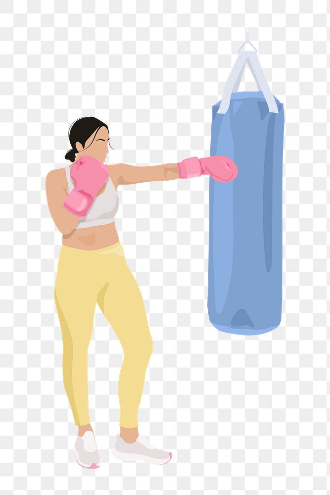 Female boxer png sticker, realistic illustration