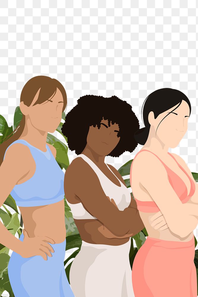 Strong empowered women png sticker, aesthetic illustration