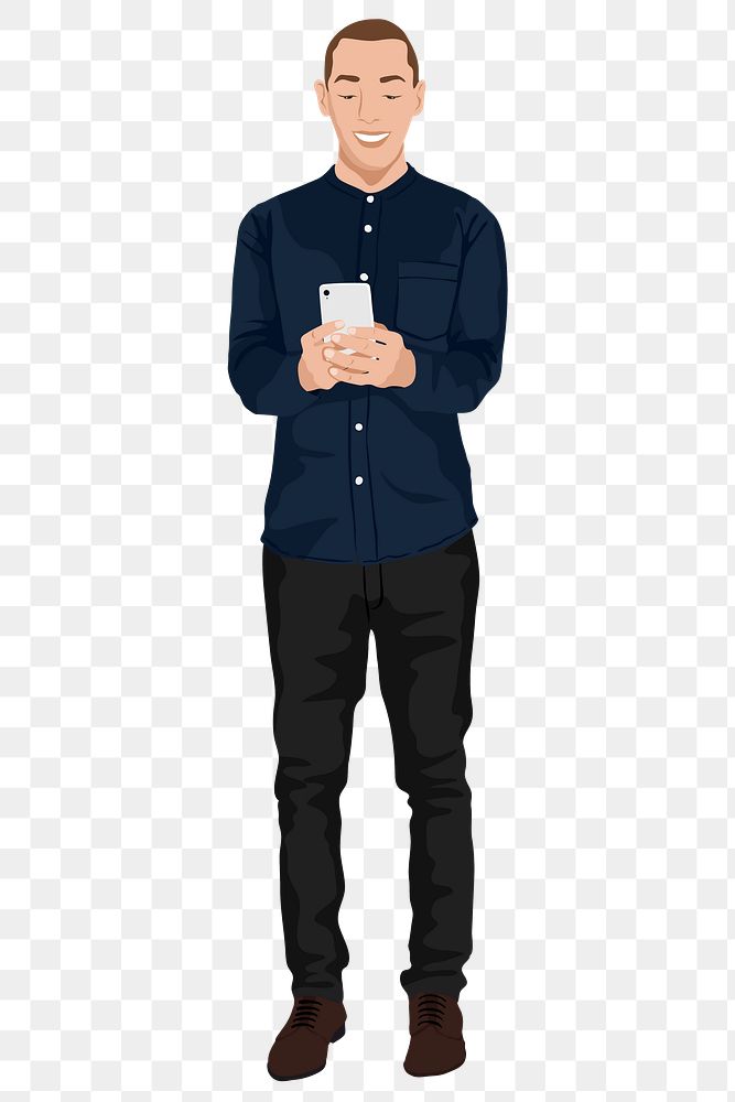 Man using phone png sticker illustration, transparent background