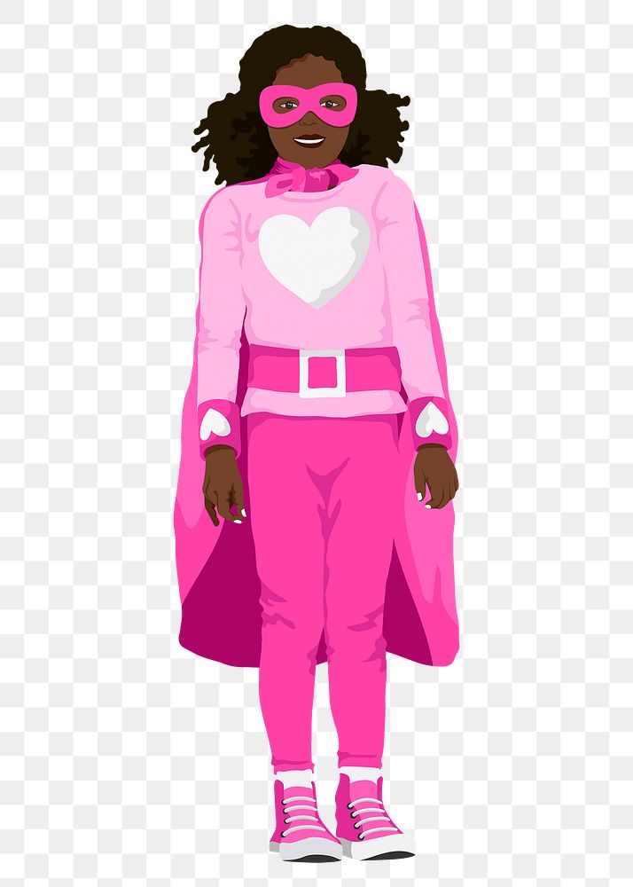 Pink superhero girl png sticker illustration, transparent background