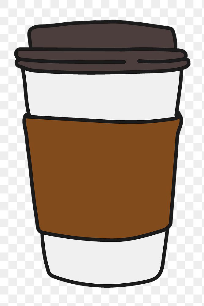 Coffee cup png sticker, doodle on transparent background