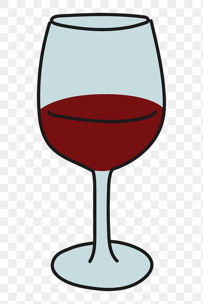 Wine glass png sticker, alcoholic drink doodle on transparent background