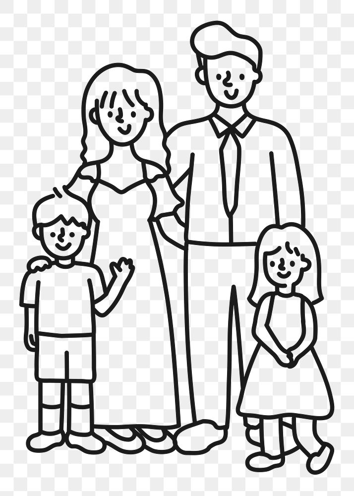 Nuclear family png sticker, parents and children, transparent background