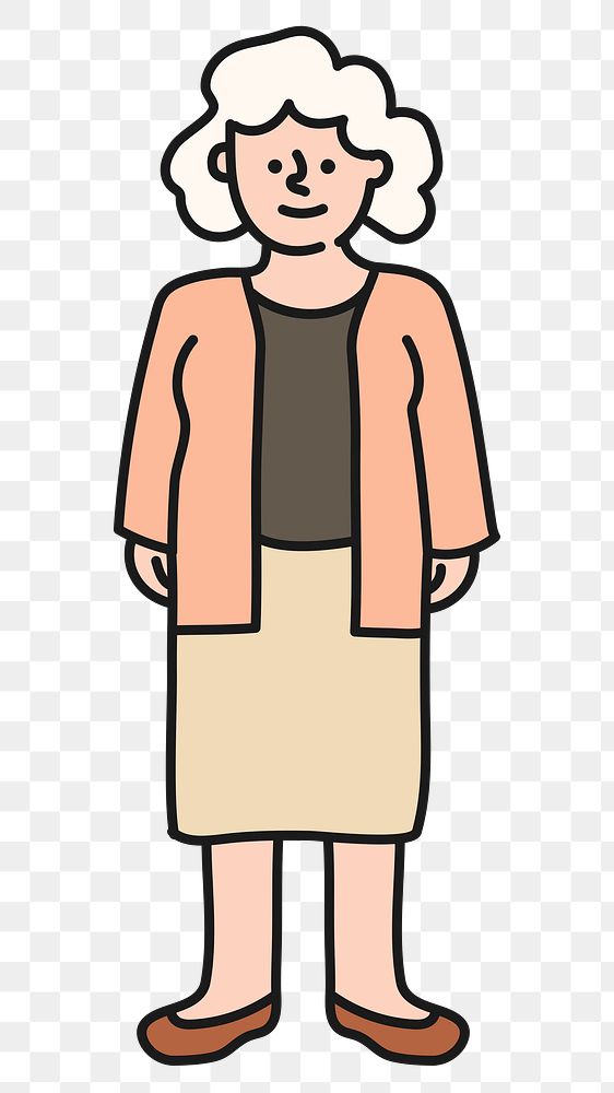 Senior woman png sticker, grandmother transparent background