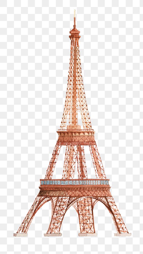 Watercolor Eiffel Tower png sticker, Paris tourist attraction, transparent background