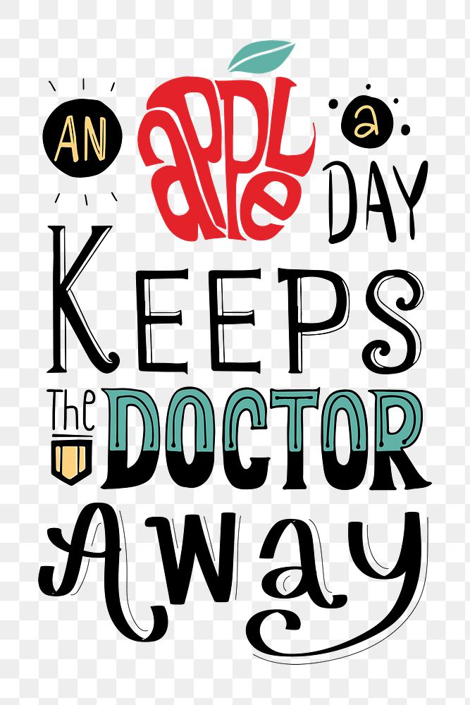 An apple a day keeps the doctor away png illustration sticker