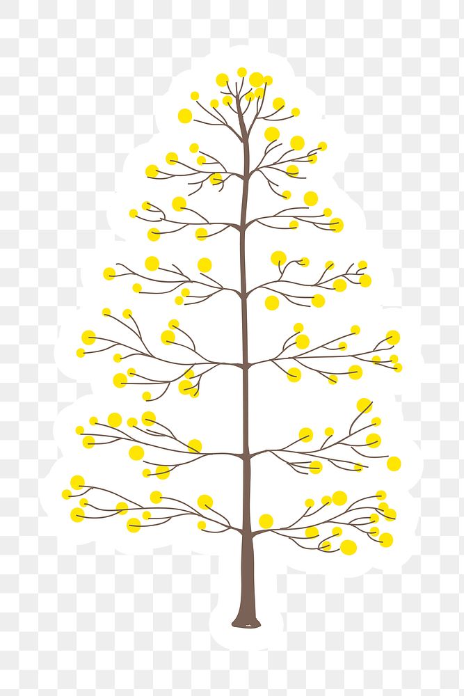 Yellow tree sticker with a white border design element