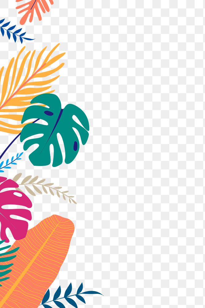 Summer botanical png border clip art, tropical graphic element on transparent background 