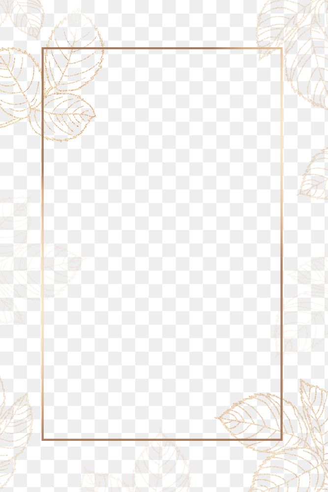 Leafy golden rectangle frame design element 