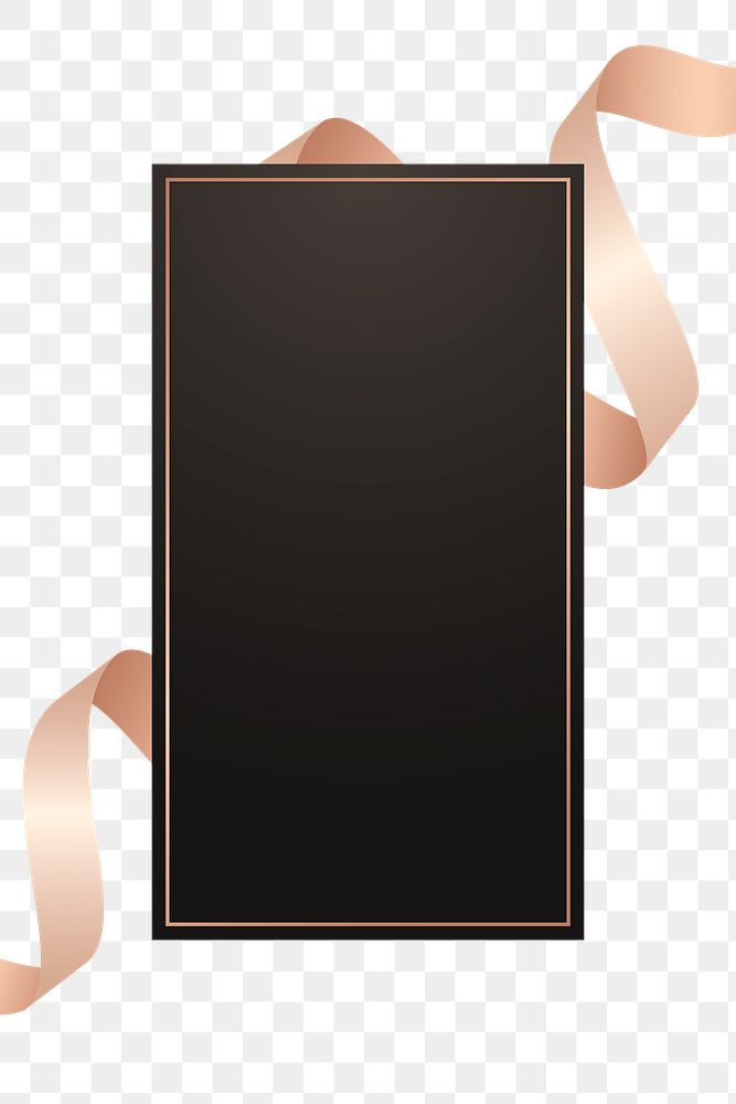 Black rectangle frame with pink gold ribbon transparent png