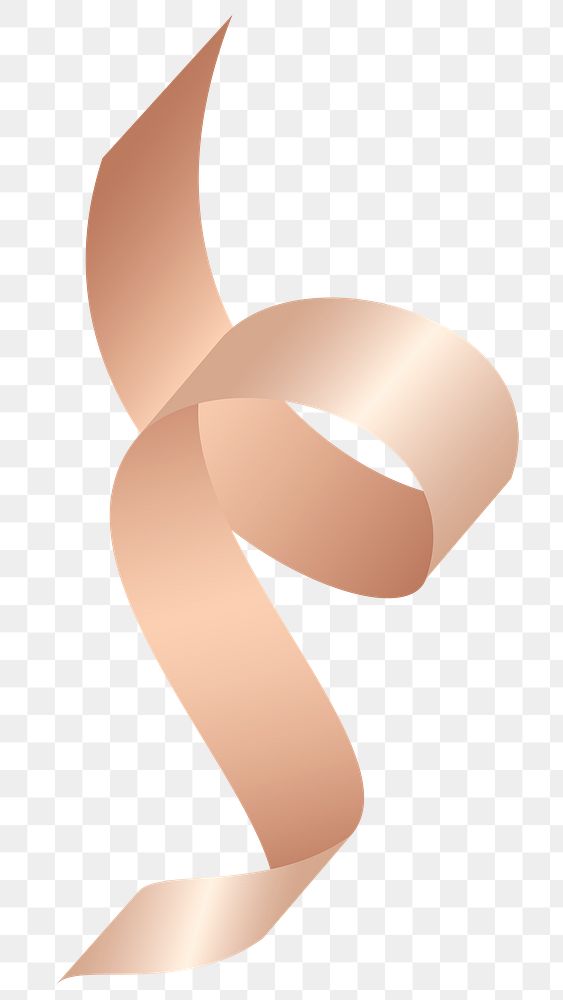 Pink gold ribbon element transparent png
