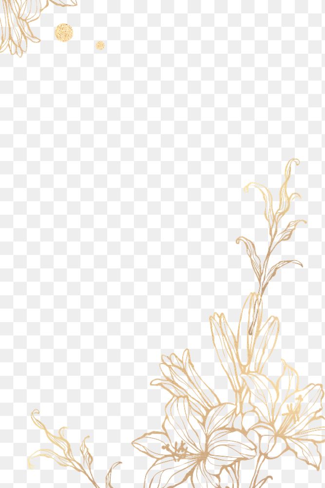 Gold floral outline on marble background
