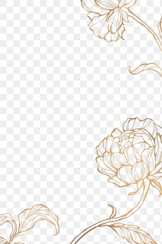 Gold floral outline background | Free PNG Sticker - rawpixel