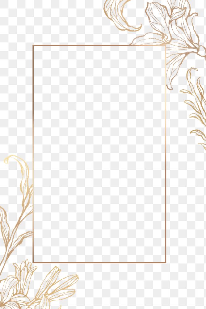 Rectangle gold frame with floral outline