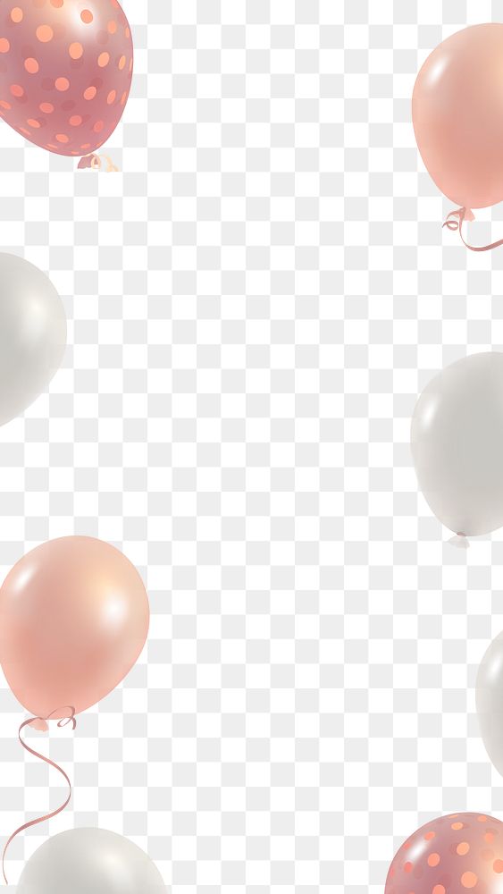 Pink balloons border frame png in transparent background