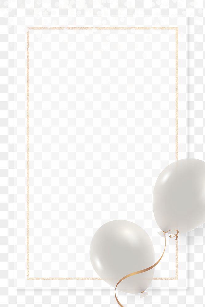 Festive white balloons frame png in transparent background