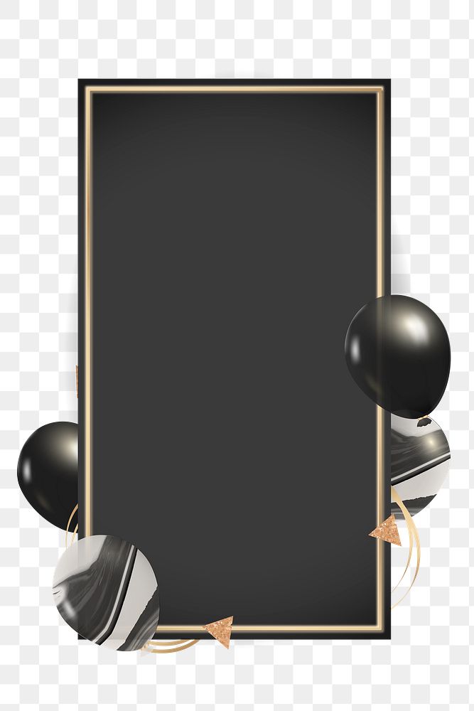 Gold frame png with black and marble balloons
