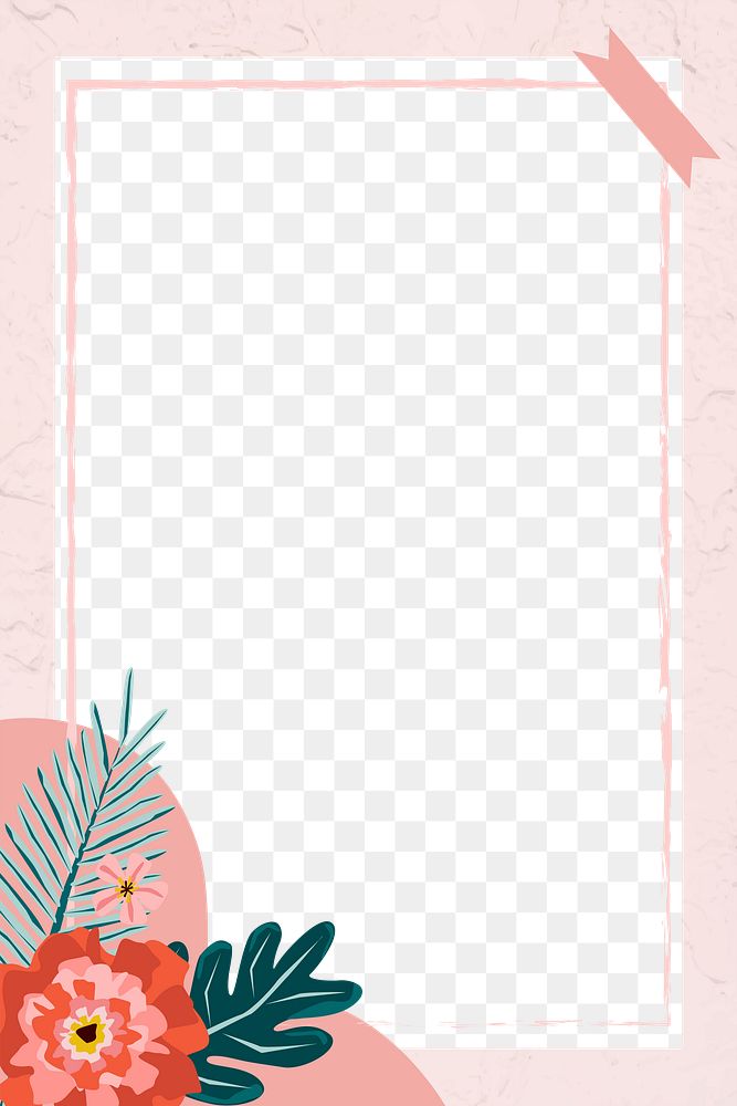 Blooming carnation frame with washi tape transparent png 