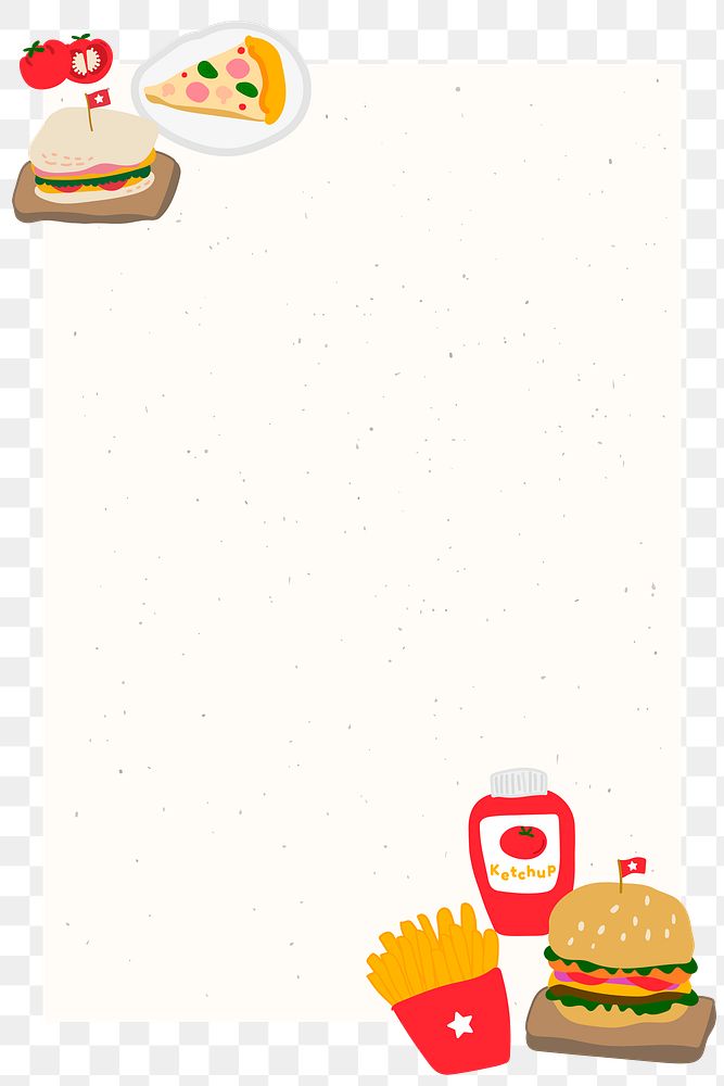 Food doodle frame with a beige background