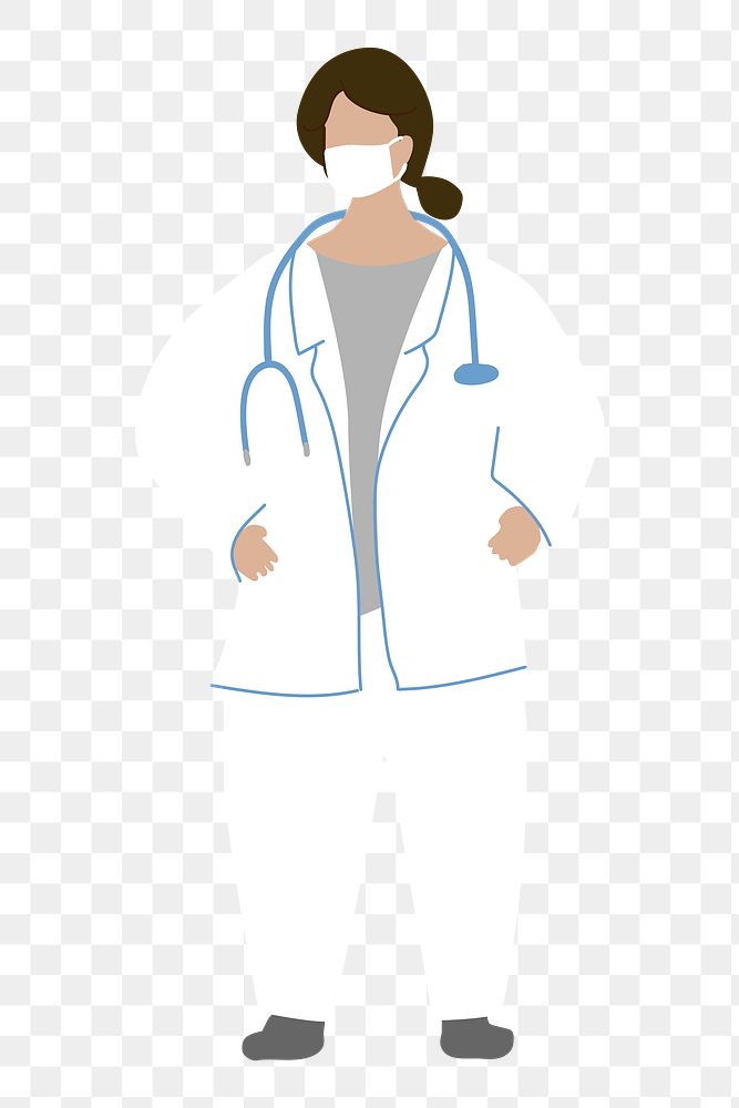 Female doctor wearing a face mask to prevent coronavirus infection character element transparent png