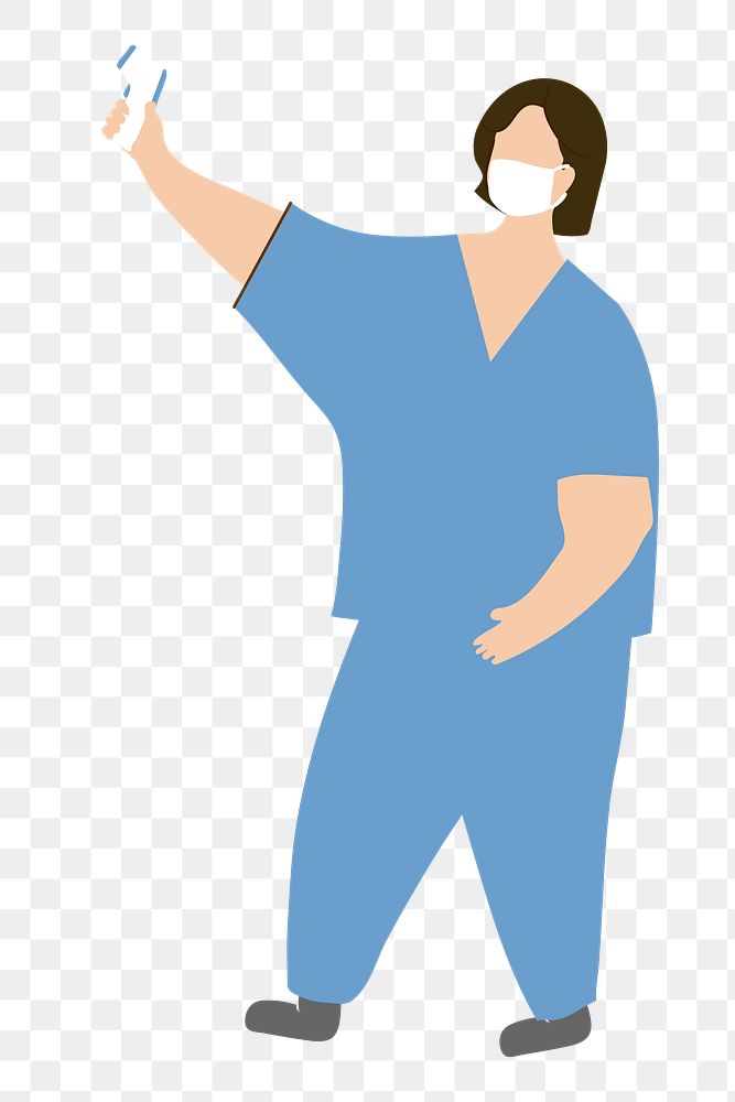 Nurse with a digital thermometer character element transparent png