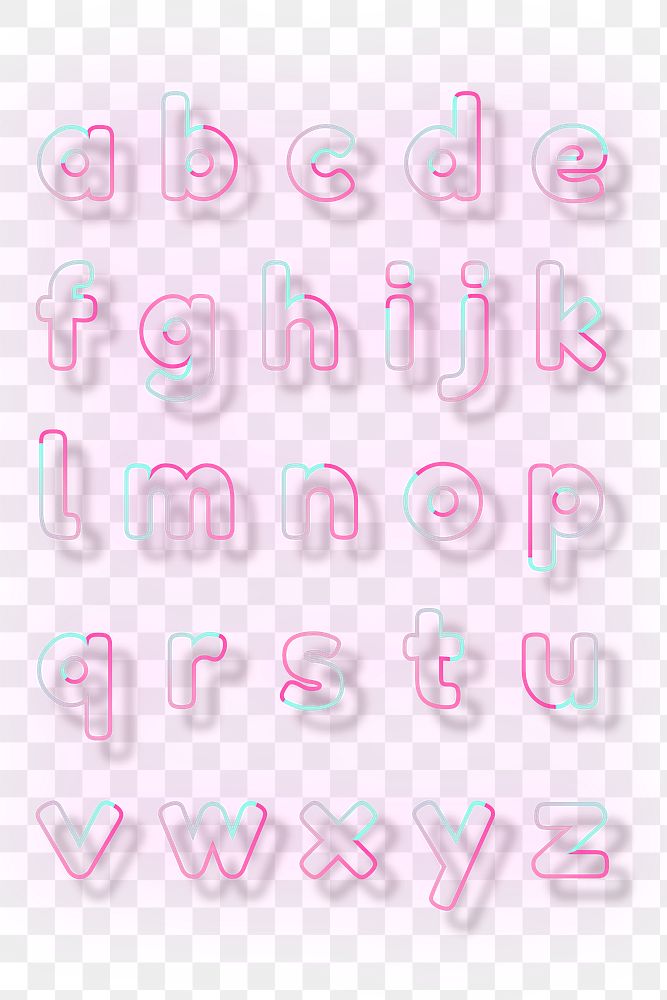 Alphabet png pink neon font | Free PNG - rawpixel