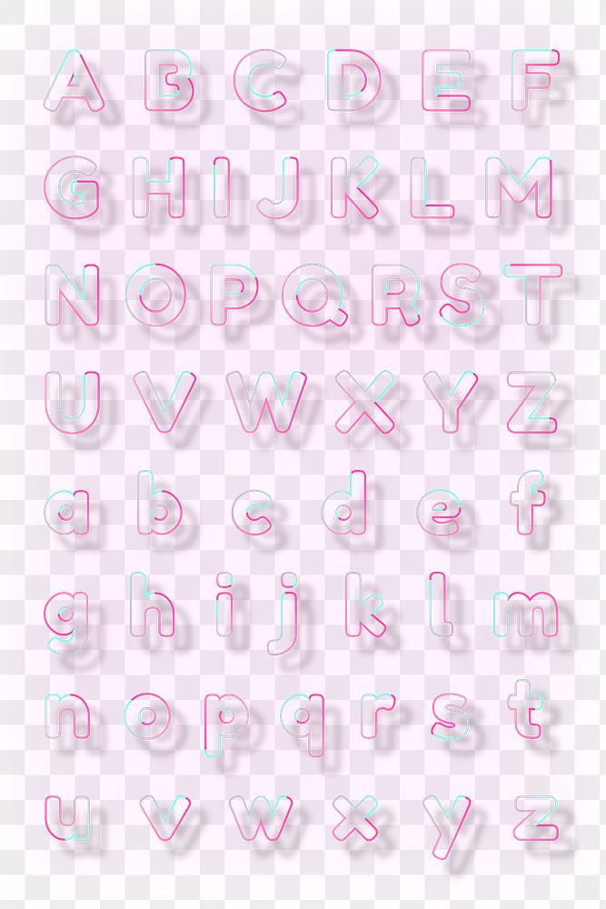 Alphabet png pink neon font | Free PNG - rawpixel