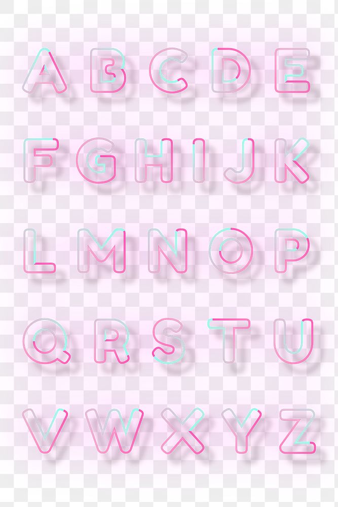 Alphabet png pink neon font | Free PNG - rawpixel