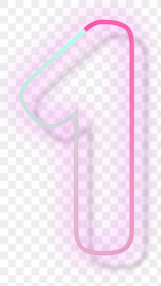 Pink neon glow number 1 png font typography