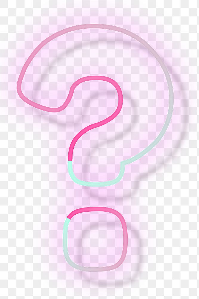 Pink neon glow question mark symbol png font typography