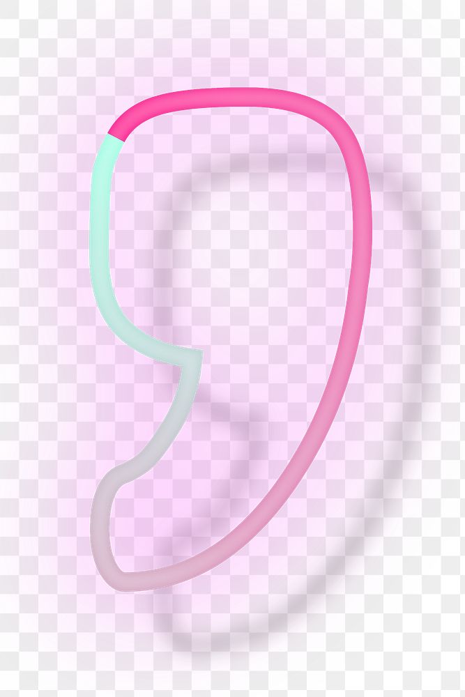Pink neon glow apostrophe sign png font typography