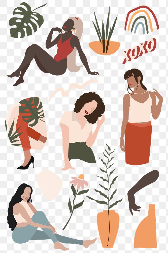 Female social media influencers collection transparent png