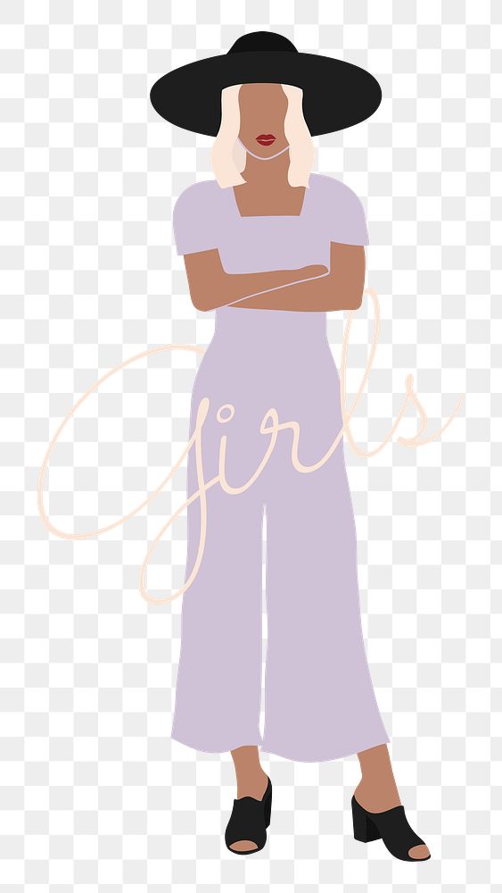 Female fashionista in a jumpsuit transparent png