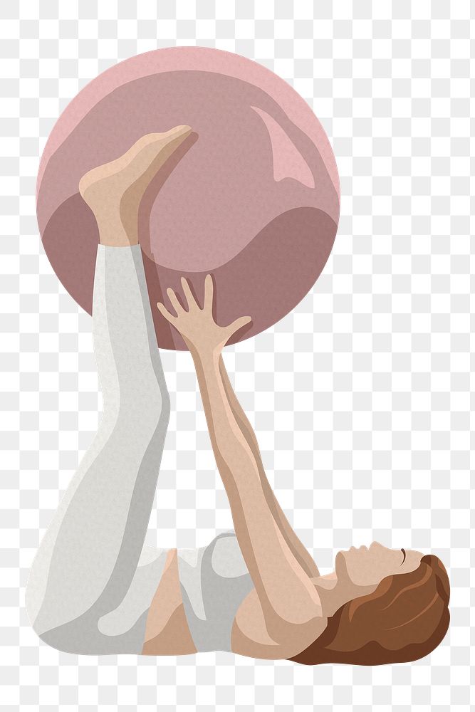 Healthy body png sticker woman holding fitness ball illustration