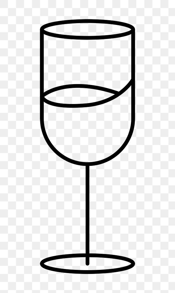 Wine glass png graphic line art style